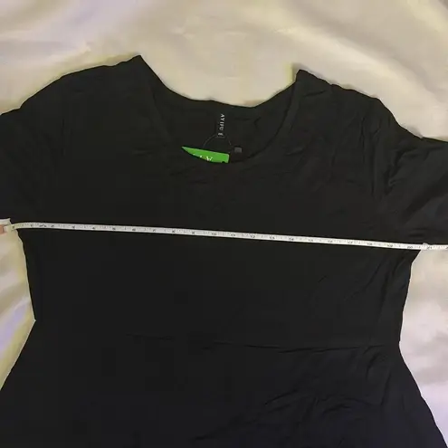 AYIFU Short Sleeve Casual Flowy High Low Maxi Dress Black Women Size XXL