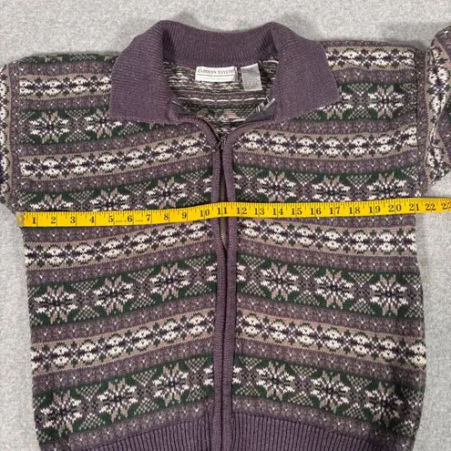 Carolyn Taylor Cotton Blend Fair Isle Multicolor Patterned Knit Sweater Large