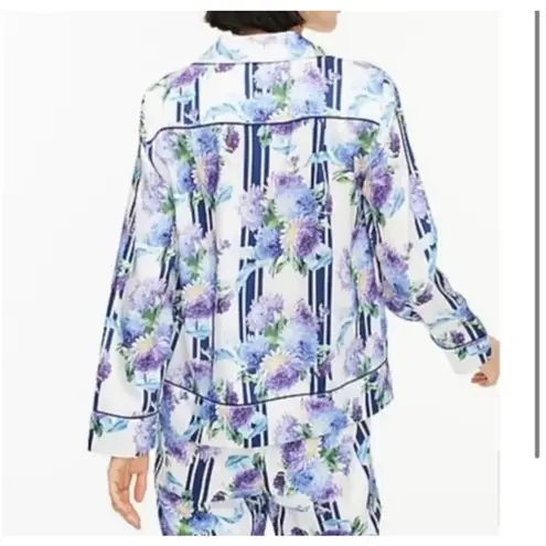 J Crew vintage blue floral stripe pajama style silky top Blue Size 2X