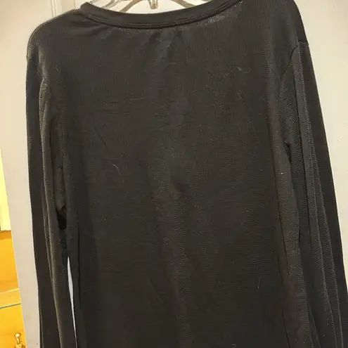 Faded Glory  BLACK LONG TOP SLEEVE QUALITY SLEEPWEAR SIZE 2X…5 BUTTONS IN FRONT