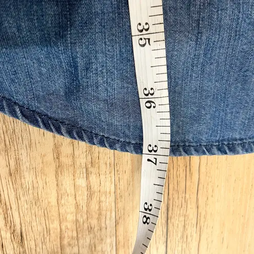 Ethereal boutique Lace Up Frill Neck Chambray denim Dress sz small