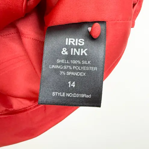 Iris & Ink Silk Red Tiered Midi Dress Size 14