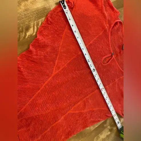 Free People  Red Knit Sweater Top Size Medium Short Sleeve‎