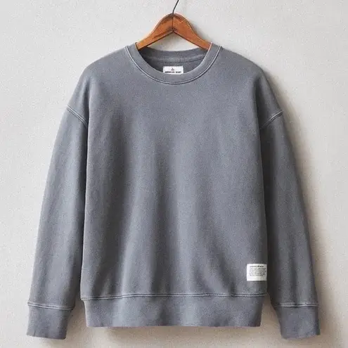 American Giant Crew Neck Sweatshirt Grey Textured Cotton Size L Made In USA Gray Size L
