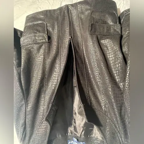 Susan Graver QVC Women Black Snake Croc Embossed Brushed Faux Leather Jacket M