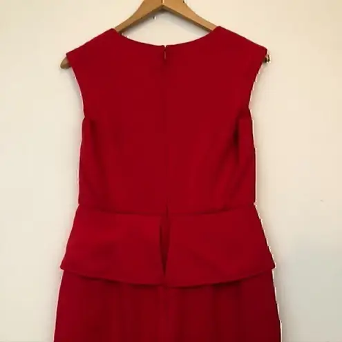 SIGNATURE LONDON STYLE Solid Bright Red Square Neck Knee Length Sheath Dress 4