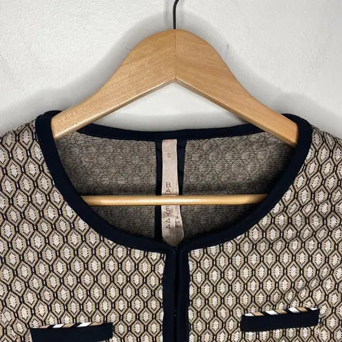Bailey 44 Art Deco geometric honeycomb print knit piped sweater jacket size S