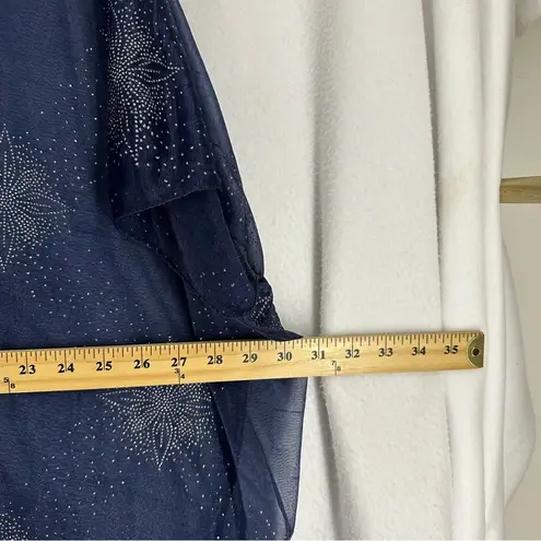 Blue Sparkle Wrap Shall Top Womens Large