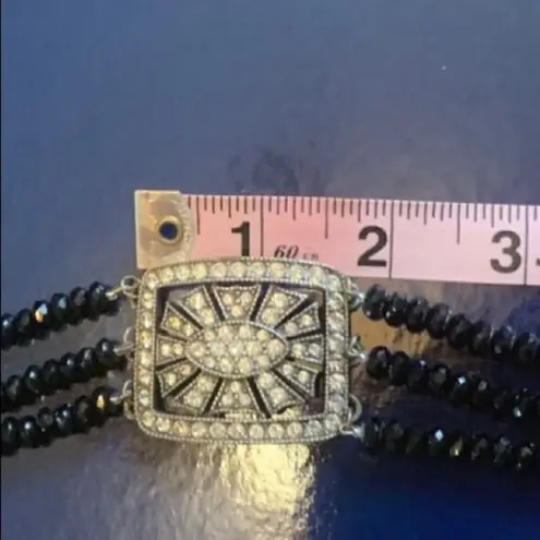 Y2K Vintage Antique Buckle/Beaded Choker Black