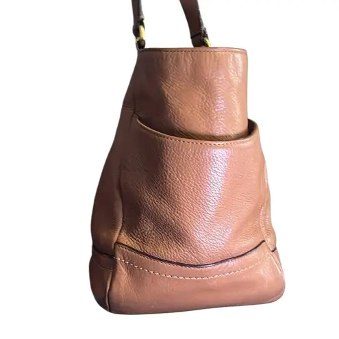 Coach  Park Leather Carrie Tote - brass and sand colors with orange interior