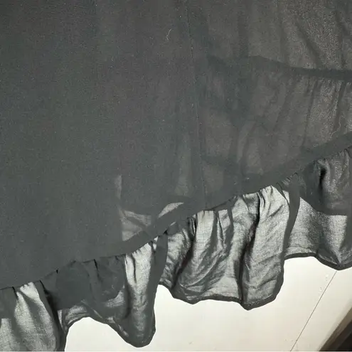 YA Los Angeles Black Strapless Maxi Dress Ruffled Bust Lined Sheer Skirt by S-M