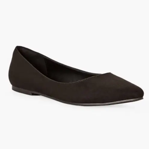 JustFab  Krissy Pointed Toe Ballet Flat Black Size 8