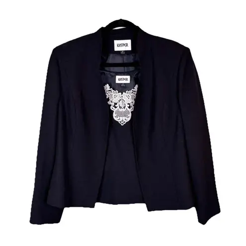 VTG NWOT Black Jacket Lace Tank 80s Kasper Academia Whimsey Goth Size 12