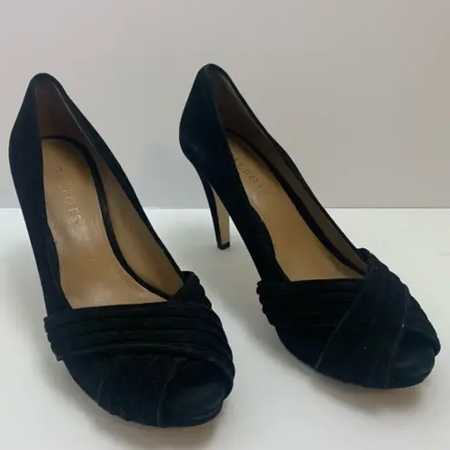 Talbots  Black Suede Open Toe Pumps size 8