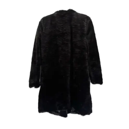 Fever Womens Faux Fur Coat Round Neck Long Sleeves Black Size XL NWT One Snap