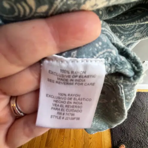 Patrons of Peace Light Blue Paisley Midi Dress Smocked Bodice Sleeveless Casual Summer Dress