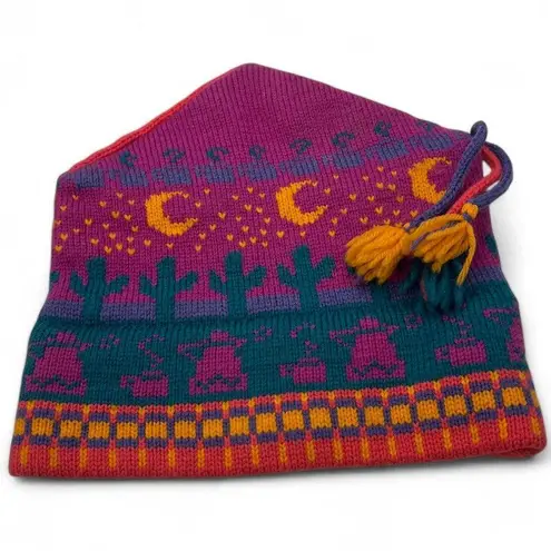 Vintage Hap Cap Mountain Lady 1980's 80's knitted beanie hat Toque Knit