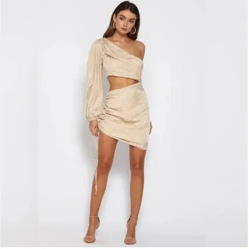 RUNAWAY THE LABEL White One Sleeve Cut Out Dress
