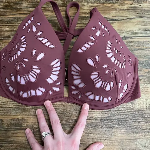 Dark red/brown and light pink Bikini with Intricate Cutout Design top Brown Size undefined