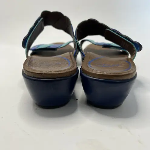 Dansko Sandals Womens 39 Dee Casual Slip On Two Strap Slip On Wedge Slide Blue