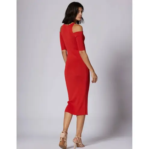 Equipment - Cold-Shoulders Knitted Midi Dress - Women - Nylon/Viscose Red Anouk
