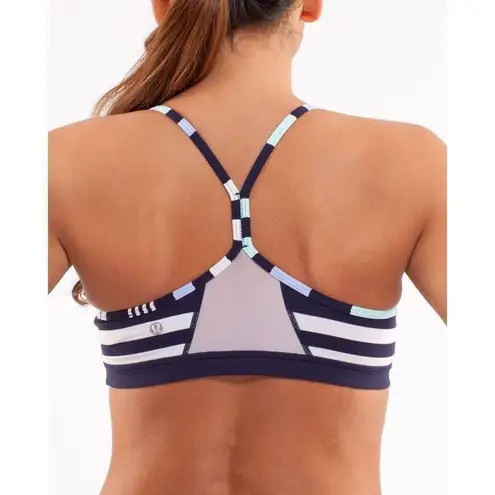 Lululemon  Flow Y Bra IV Discover Stripe White Deep Indigo Size 4