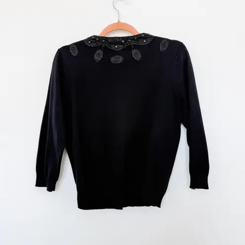 Twenty One Y2K  Beaded Cardigan Size‎ L Black Whimsigoth Witchy Fairy Grunge Goth