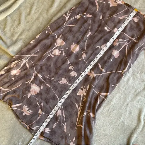 Vintage Ellen Fig Romantic Grunge Sakura Cherry Blossom Floral Midi Slip Skirt Size L