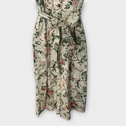 Gal Meets Glam Sophie Cropped Floral Jumpsuit Size 6 Cream Wide Leg