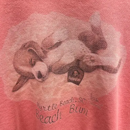 Vintage 90s Pink Dog Myrtle Beach Bum Crewneck Sweatshirt USA Made XL Unisex