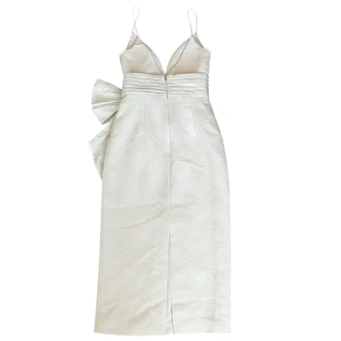 Rebecca Vallance Women’s Monique Genevieve Bow Waist Sleeveless White Midi Dress Size 2