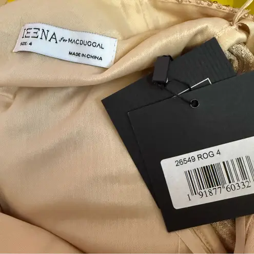 Mac Duggal Ieena Sequined High Low Front Twist Midi Dress 26549 Rose Gold Sz 4