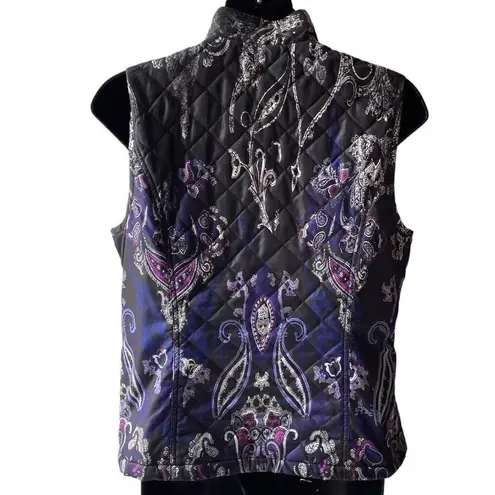 Chico's Zenergy By Chico’s Quilted Puffer Vest Purple Paisley Women’s S Lightweight