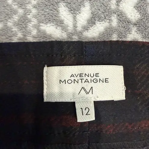 Avenue Montaigne Leo Kick Flare Pant Plaid Black Red Size 12 Designer
