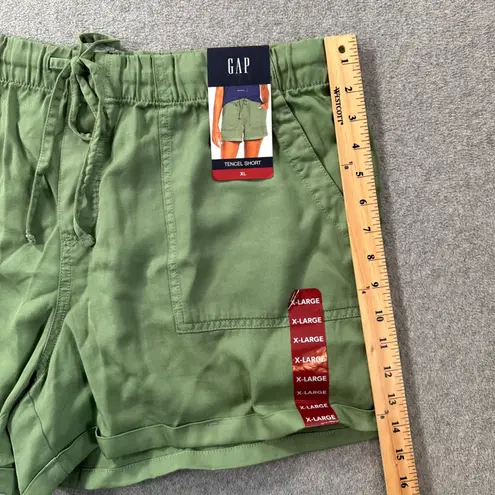 Gap  Pull On Elastic Waist Cuffed Shorts Women's XL Green Pockets Drawstring New - Image 4