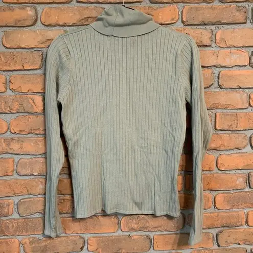 Y2K Sydney Easton Turtleneck Top Womens Medium Beige Ribbed Knit Long Sleeve Brown