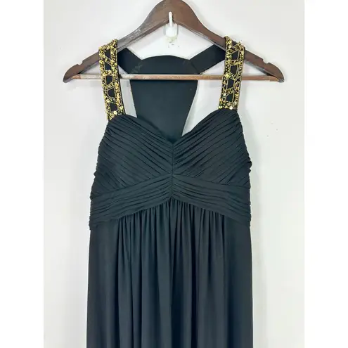 Betsy and Adam Betsey & Adam Gown Womens 6 Black Embellished Cutout Ruched Formal Prom Pageant