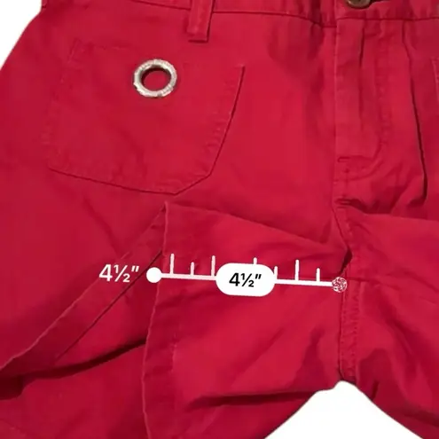 Tommy Hilfiger Y2K Red Mid Rise Circle O-Ring Pockets Shorts Sz 32