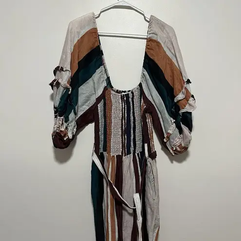 Apiece Apart Lagunitas Smock Striped Off Shoulder Jumpsuit Size 4