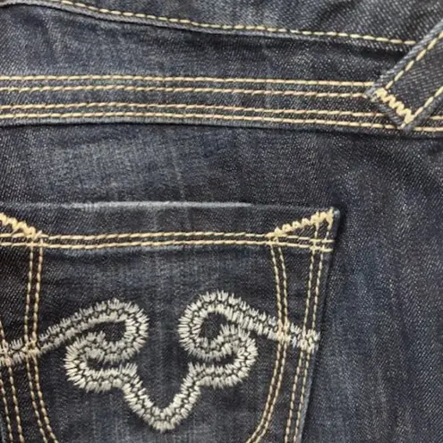 Y2K ReRock Express Jeans Womens 10L Barely Boot 32x34 Whisker Dark Low Rise Blue Size undefined