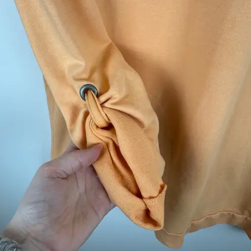 Soft Surroundings Sweatshirt Sz M Tunic Pockets Comfy Roll Tab Sleeve Peach