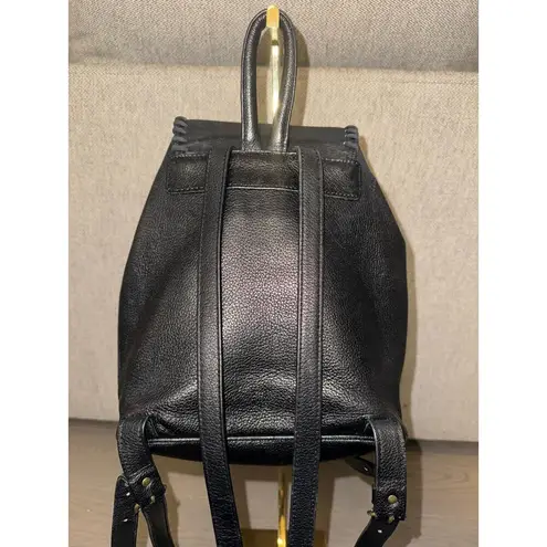 YSL Yves Saint Laurent Black Whipstitch Leather Flap Backpack Designer Luxury