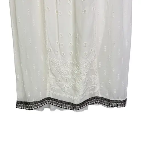 Johnny Was Daisy Eyelet Embroidered Mini Dress White Boho Casual Summer XS