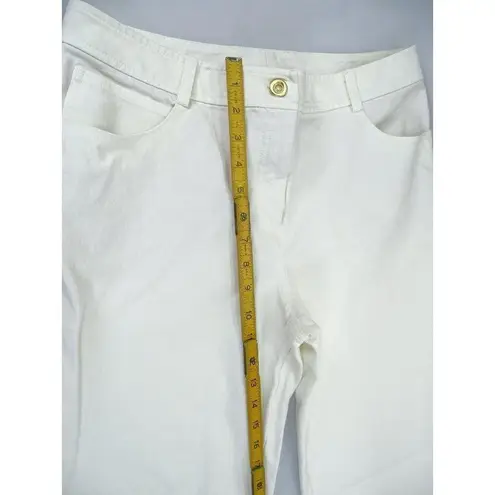 St. John Collection FLAWS-  White Wide Leg Straight Pants Jeans Size 10 Cotton