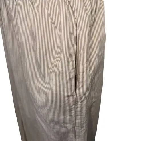 HAYDEN LOS ANGELES Ruffle Strap Wide Leg Pin Striped Cotton Jumpsuit EUC Small Tan