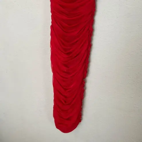 House Of CB HOUSE‎ OF CB 'Sirene' Red Gathered Organza Mesh Dress /Size M