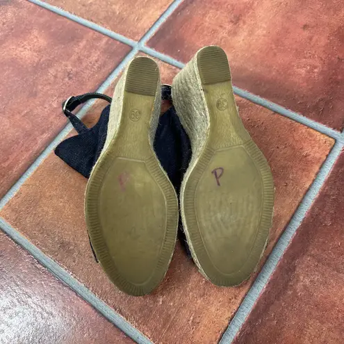 Maria Pino Denim Espadrille Slingback Open Toe Wedge Sandals Size US 9 Blue