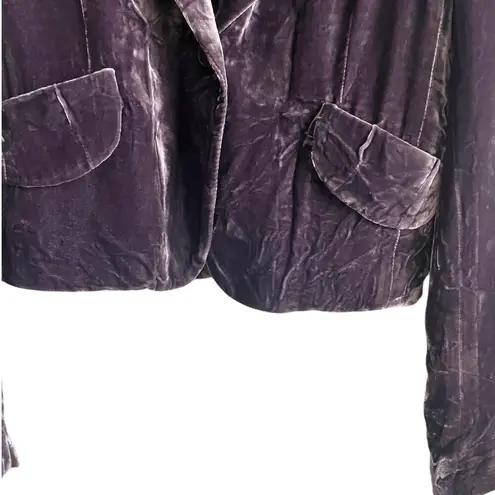 BCBGMAXAZRIA BCGBMaxazria Women Jacket S Purple Crushed Velvet Rocker Y2K Retro Whimsigoth