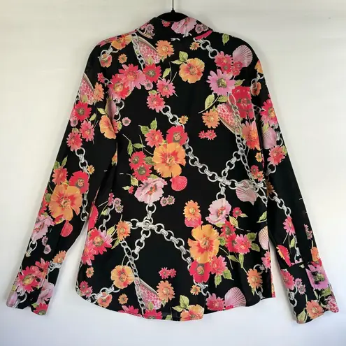 St. John Floral Print Long Sleeve Button-Up Top
Size: XL | US 14