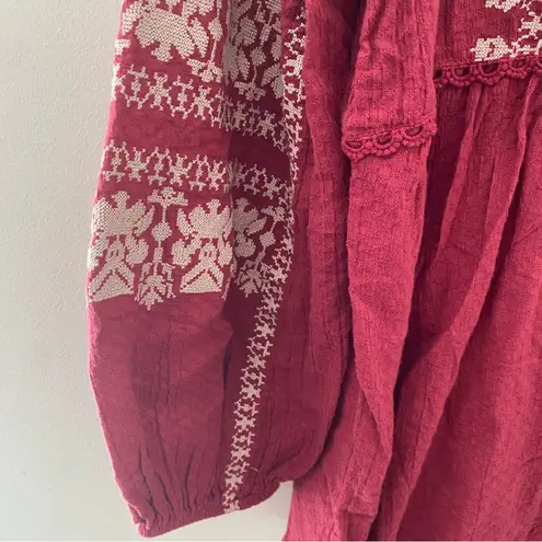 Sundance Peasant Bohemian Embroidered Lantern Sleeve Top in size M Size M